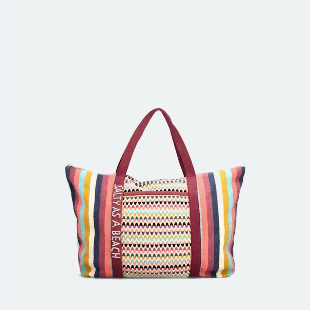 Salty as a Beach Striped Tote Bag